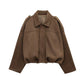 Veste Femme Suédine Synthétique PB&ZA 2025 – Coupe Ample Vert Olive