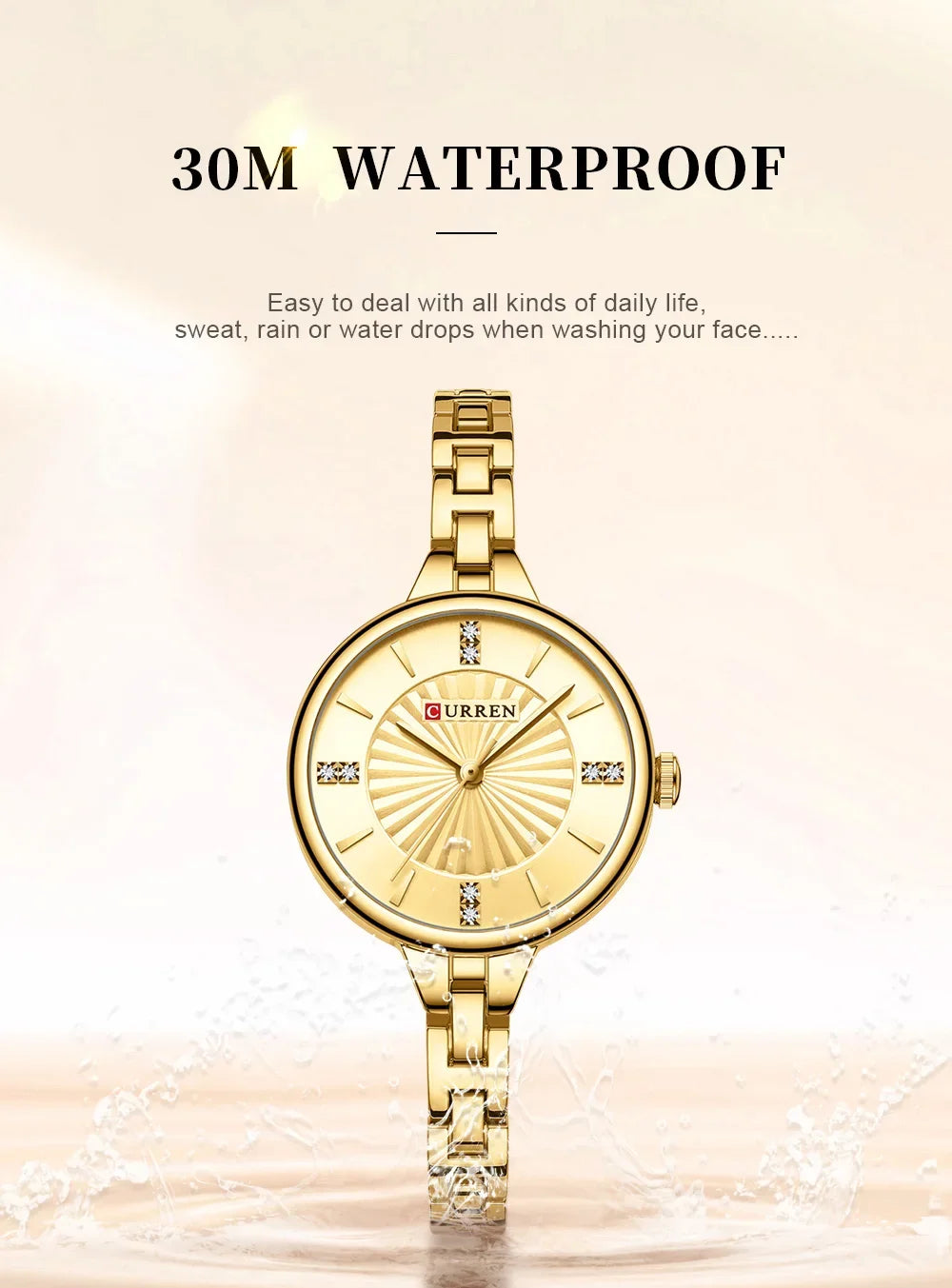 Montre pour femme de la marque CURREN, mouvement à quartz précis, avec bracelet magnétique réglable. Design élégant et sportif, idéale pour un usage quotidien ou pour compléter vos tenues habillées.