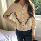 Cardigan Femme Brodé Fleurs – Tricot Vintage Col V Style Coréen Automne Hiver 2025.