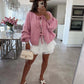 Cardigan Femme Élégant – Tricot Uni avec Lacet, Col Rond, Style Simple Chic |.