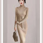 Robe Pull Longue Femme – Tricot Élastique Ajusté Style Coréen Élégant Automne Hiver.