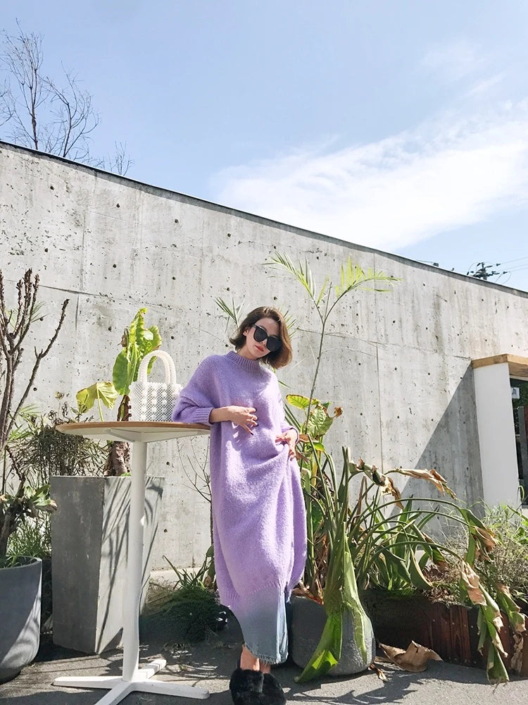 Robe Pull Longue Femme – Tricot Épais Vintage Oversize Chaud pour Automne & Hiver | F-laglam