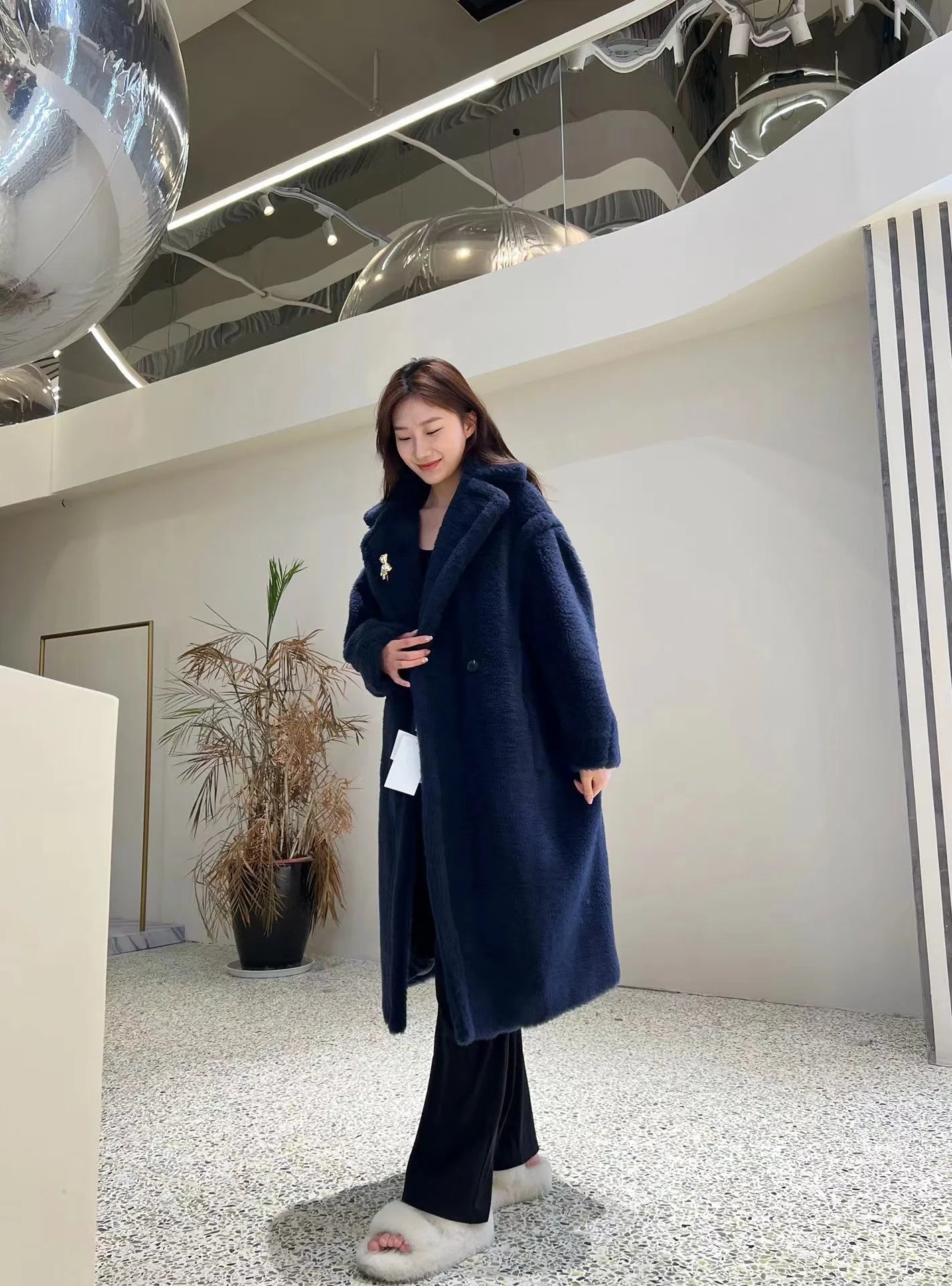 Manteau Teddy Bear Femme – Laine d’Alpaga Oversize, Chaud & Doux, Style Classique Décontracté Hiver
