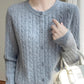 Cardigan Femme Blanc – Tricot Uni Col Rond Boutonné Manches Longues Automne Hiver 2025