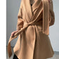 Manteau Court Femme Automne Hiver – Cachemire Double Face, Col Revers & Ceinture, Style Luxe Chic.