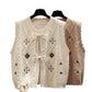 Gilet Femme Brodé Sans Manches – Tricot Loose Chic All-match Printemps Automne.
