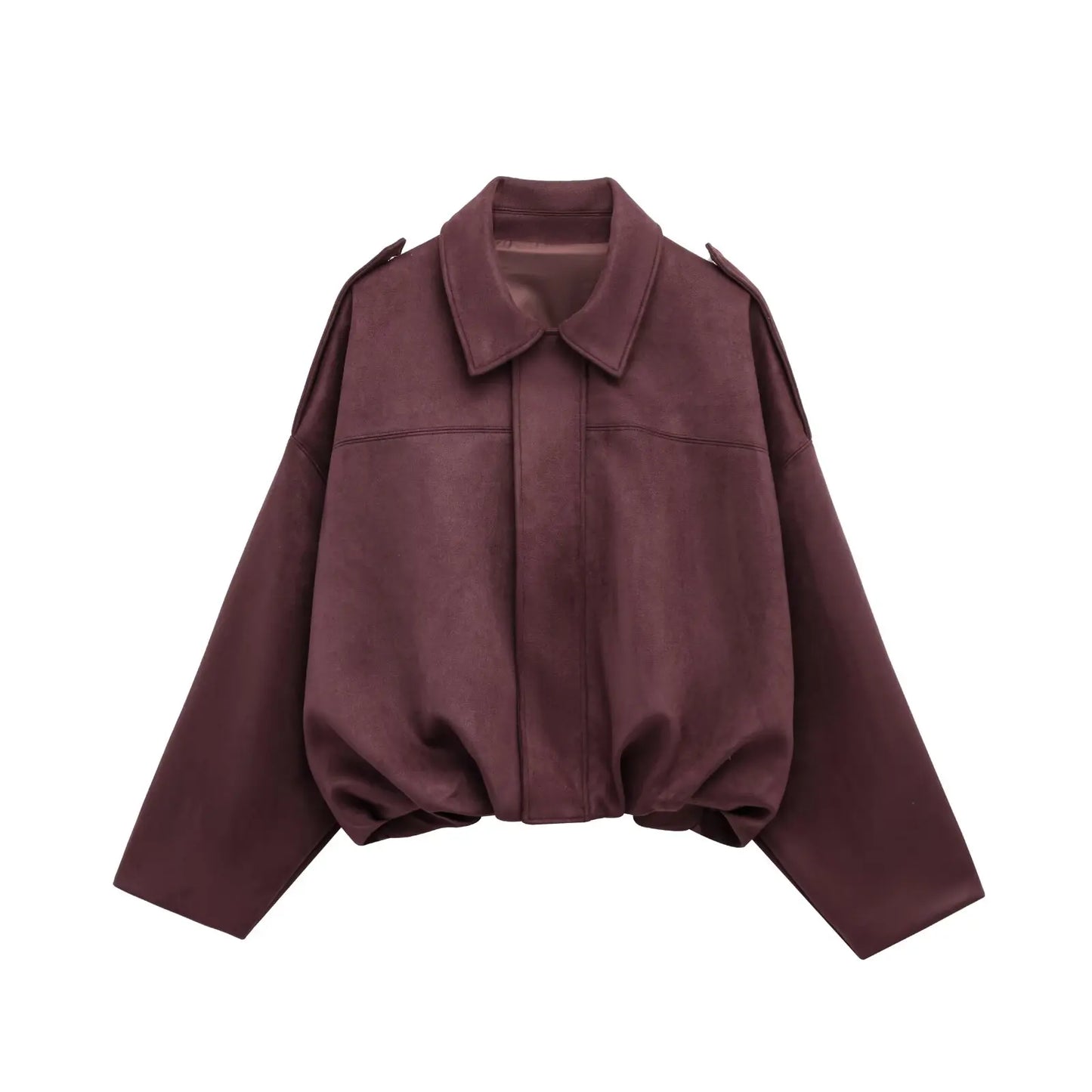 Veste Femme Suédine Synthétique PB&ZA 2025 – Coupe Ample Vert Olive