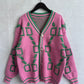 Pull Femme Sweet Heart – Tricot Vintage Loose à Col Rond, Manches Longues