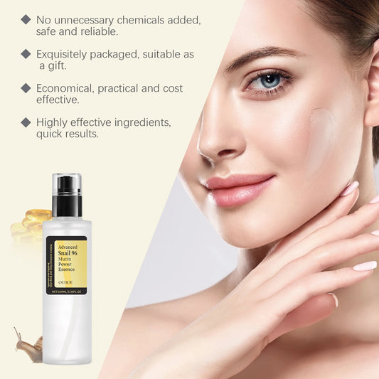 Essence Puissance Mucine d’Escargot 96 – Anti-Rides, Hydratante, Raffermissante et Éclaircissante