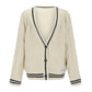 Cardigan Vintage Femme – Tricot Oversize Brodé Étoiles, Manches Longues.