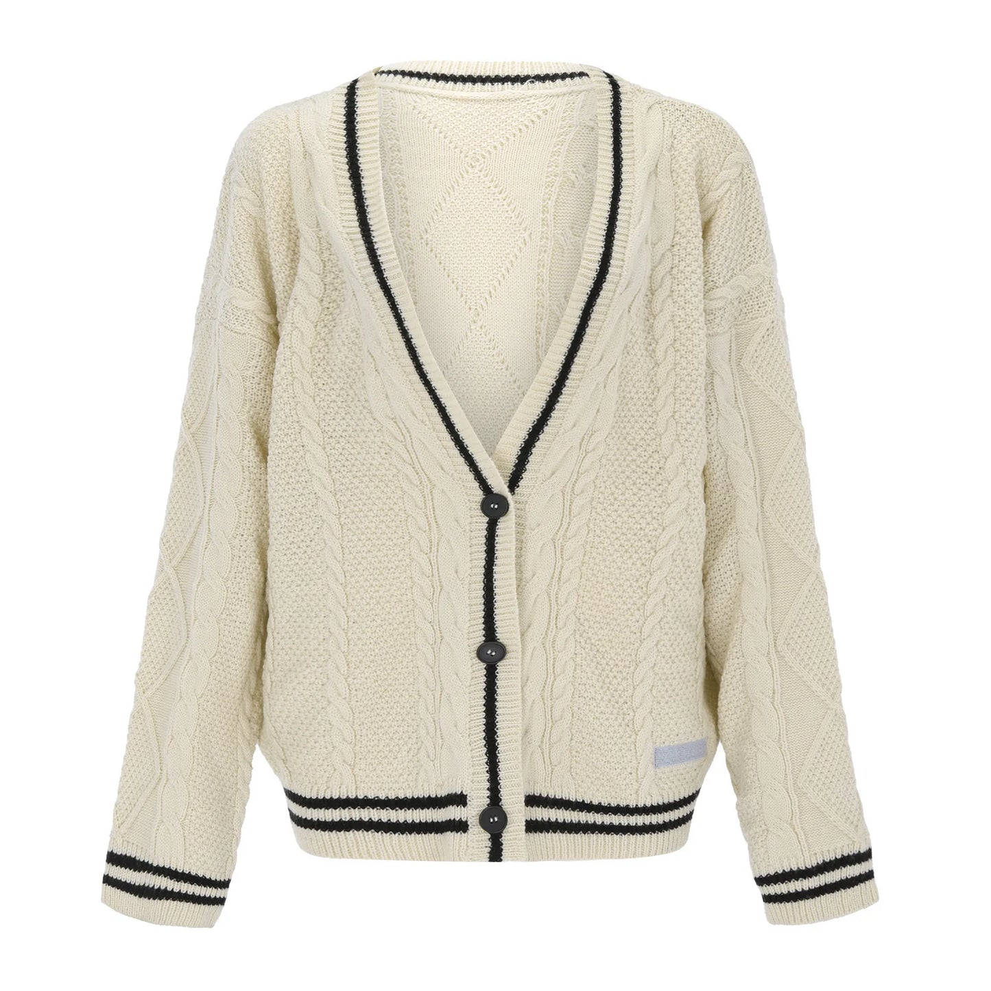 Cardigan Vintage Femme – Tricot Oversize Brodé Étoiles, Manches Longues.