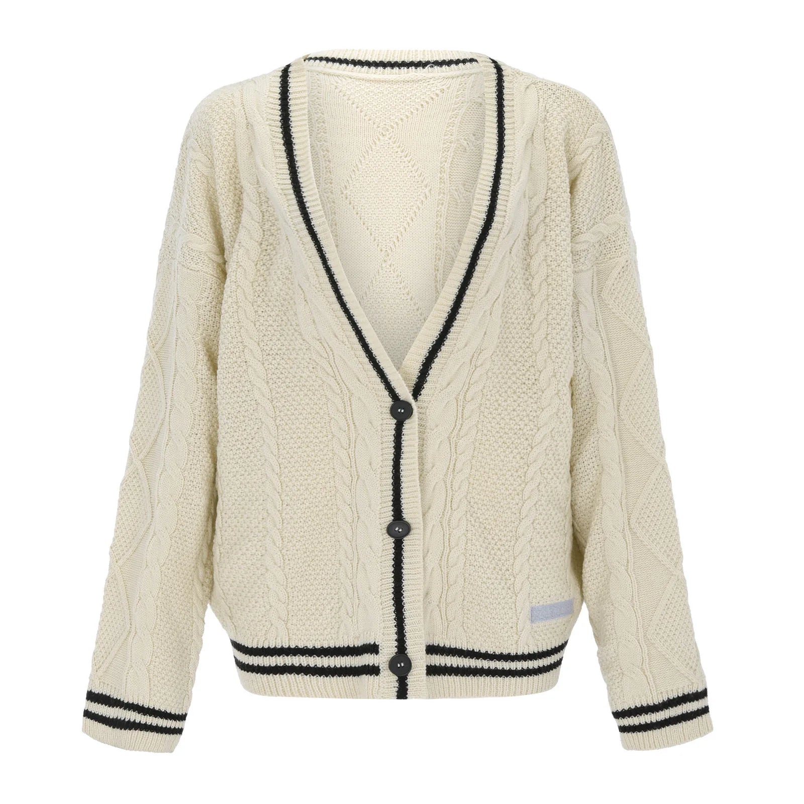 Cardigan Vintage Femme – Tricot Oversize Brodé Étoiles, Manches Longues.