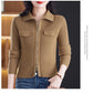 Cardigan Court Femme à Fermeture Zippée – Tricot Uni Col Revers Style Coréen Printemps Automne 2025.