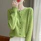 Cardigan Femme Blanc – Tricot Uni Col Rond Boutonné Manches Longues Automne Hiver 2025