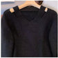 Pull Femme Loose Col V – Tricot Doux Uni Style Basique Automne.