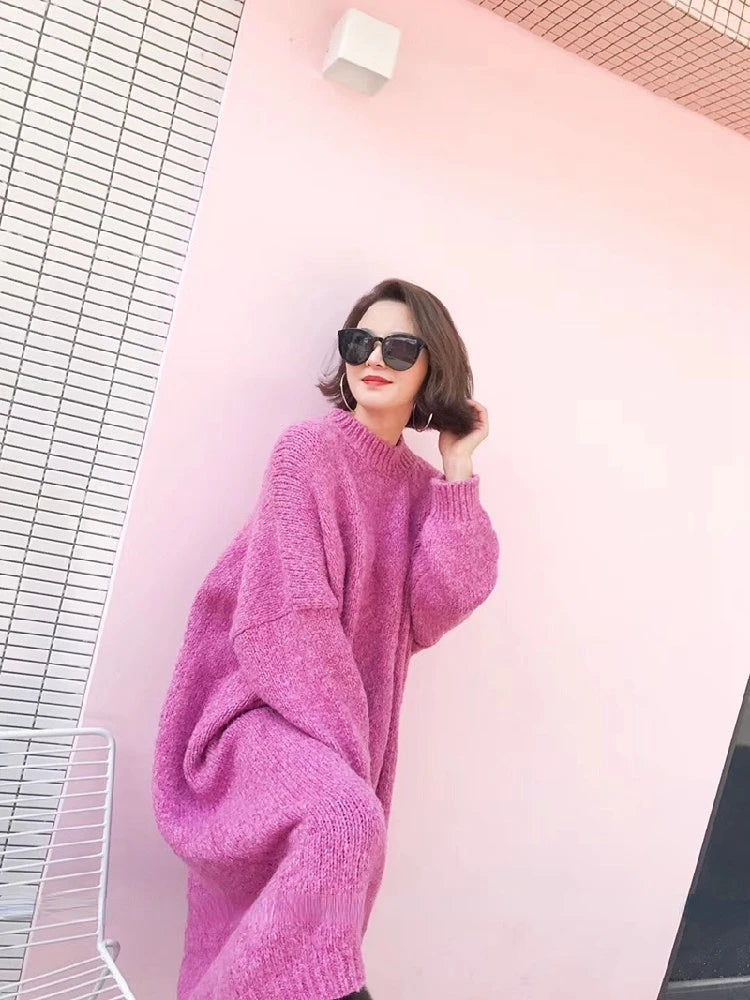 Robe Pull Longue Femme – Tricot Épais Vintage Oversize Chaud pour Automne & Hiver | F-laglam