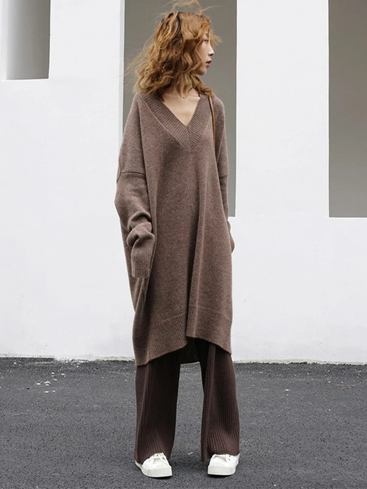 Robe Pull Longue Femme – Tricot Épais Vintage Oversize Chaud pour Automne & Hiver | F-laglam.