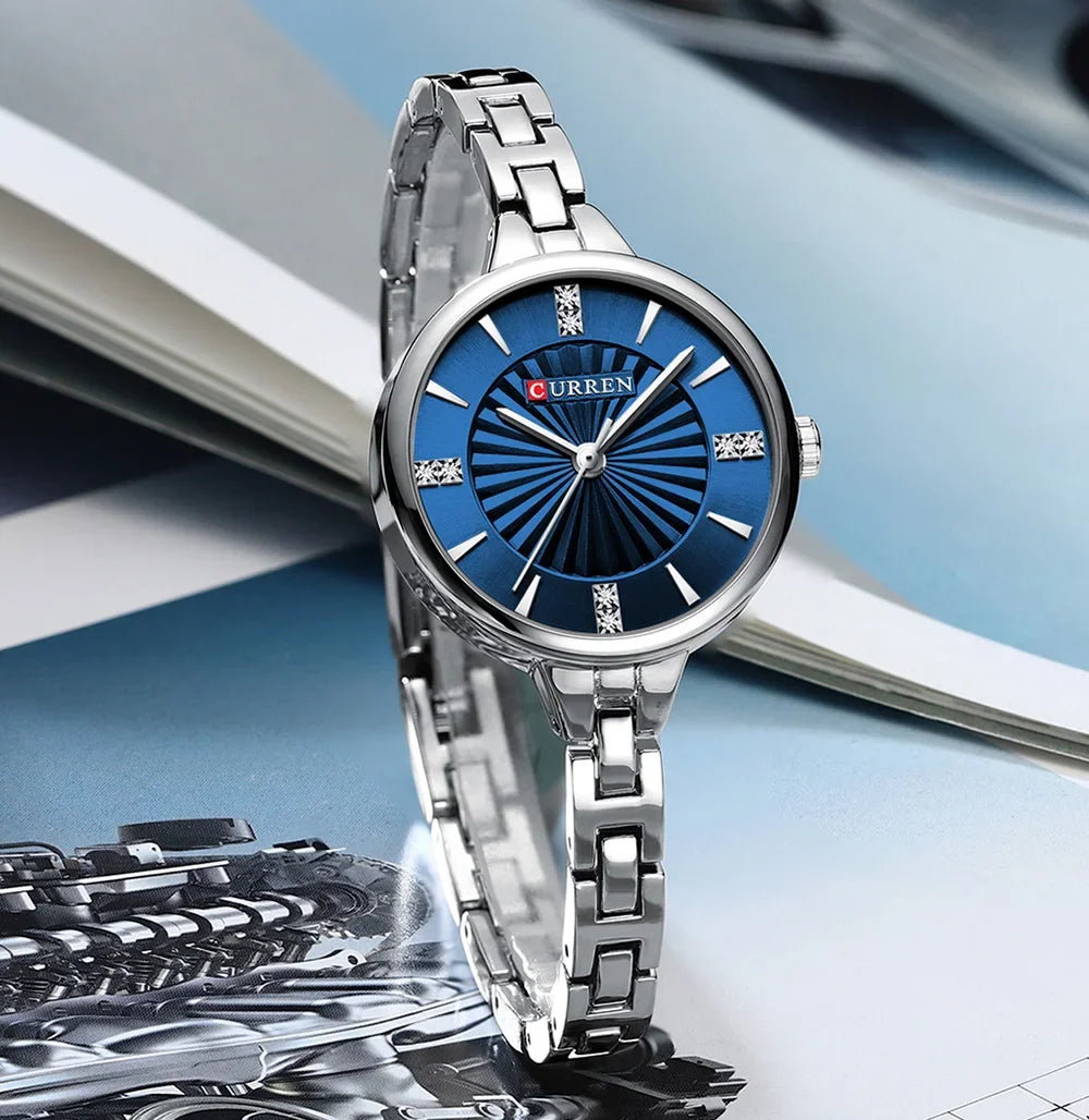 Montre pour femme de la marque CURREN, mouvement à quartz précis, avec bracelet magnétique réglable. Design élégant et sportif, idéale pour un usage quotidien ou pour compléter vos tenues habillées.
