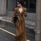 Ensemble Femme Rayé Marron – Veste Col V Cintrée & Pantalon Large, Tenue Bureau Chic 2025.