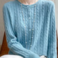 Cardigan Femme Blanc – Tricot Uni Col Rond Boutonné Manches Longues Automne Hiver 2025.