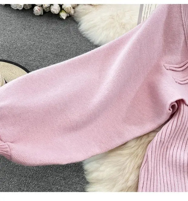 Ensemble Femme 2 Pièces – Cardigan Tricoté à Lacets & Robe Camisole, Style Chinois Moderne Élégant |.