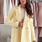 Tailleur Femme 2 Pièces Jaune Citron – Blazer Élégant Manches Longues & Pantalon Droit Taille Haute Printemps 2025 | F-laglam.
