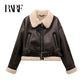 Manteau femme chaud en fausse fourrure shearling, style vintage ceinturé.