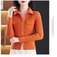 Cardigan Court Femme à Fermeture Zippée – Tricot Uni Col Revers Style Coréen Printemps Automne 2025.