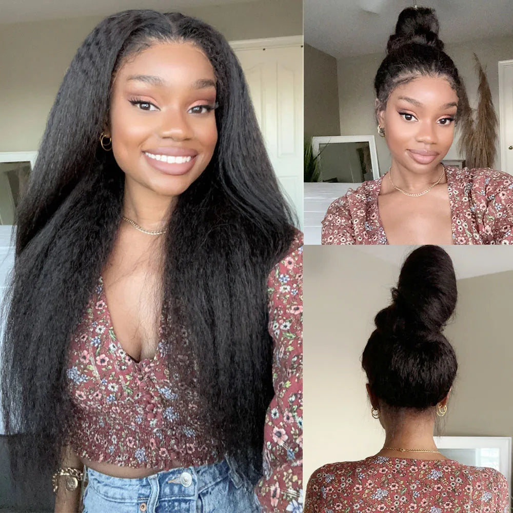 Perruque 360 Full Lace Kinky Straight – 250 % Densité, Invisi Strap, Glueless, Cordon Invisible | F-laglam.