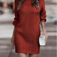 Robe pull femme à col montant et manches longues – automne/hiver élégante