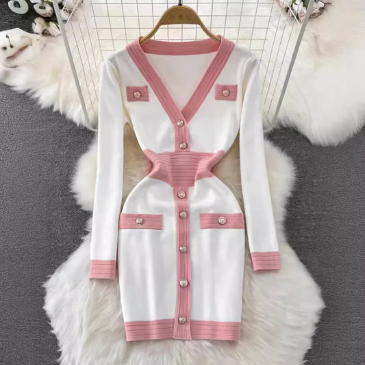 Robe Pull Femme Hiver – Slim Bodycon Sexy à Manches Longues Style Vintage Coréen |.