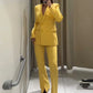 Tailleur Femme 2 Pièces – Blazer à Col Revers & Pantalon Large, Ensemble Bureau Chic 2025 | F-laglam.