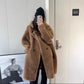 Manteau Femme Hiver 2024 – Veste Cocoon à Capuche en Laine d’Agneau Épaisse, Parka Chaude Shearling