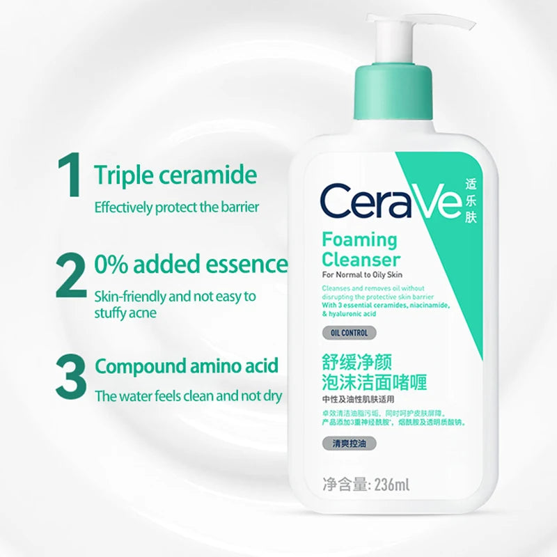 CeraVe Nettoyant Hydratant Visage – Peaux Sèches, à l’Acide Hyaluronique, Céramides & Glycérine
