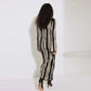 Robe Pull Longue Femme – Tricot Rayé Slim Bodycon Élégante pour l’Hiver | F-laglam.