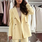 Tailleur Femme 2 Pièces Jaune Citron – Blazer Élégant Manches Longues & Pantalon Droit Taille Haute Printemps 2025 | F-laglam.