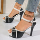 Sandales Femme à Talons Fins – Colorblock Peep Toe Plateforme Été Sexy |.