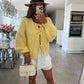 Cardigan Femme Élégant – Tricot Uni avec Lacet, Col Rond, Style Simple Chic |.