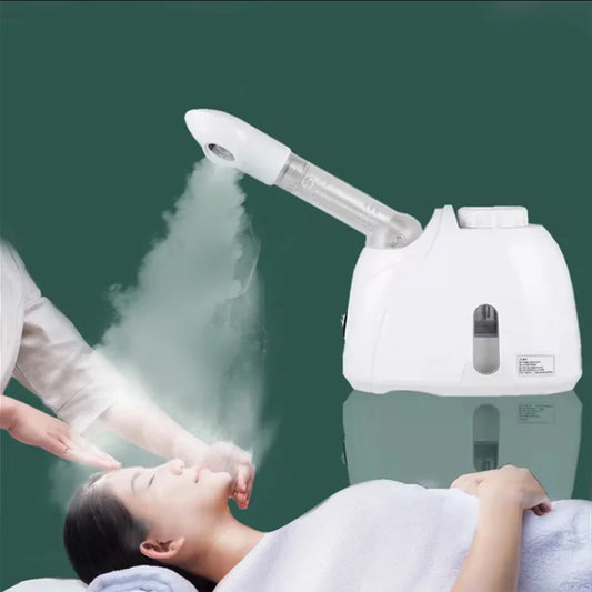 Appareil vapozone facial à vapeur chaude avec fonction ozone, conçu pour un nettoyage en profondeur et une hydratation optimale de la peau. Idéal pour un usage à domicile ou en institut, il aide à ouvrir les pores, purif