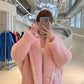 Manteau Teddy Bear Femme – Laine d’Alpaga Oversize, Chaud & Doux, Style Classique Décontracté Hiver.
