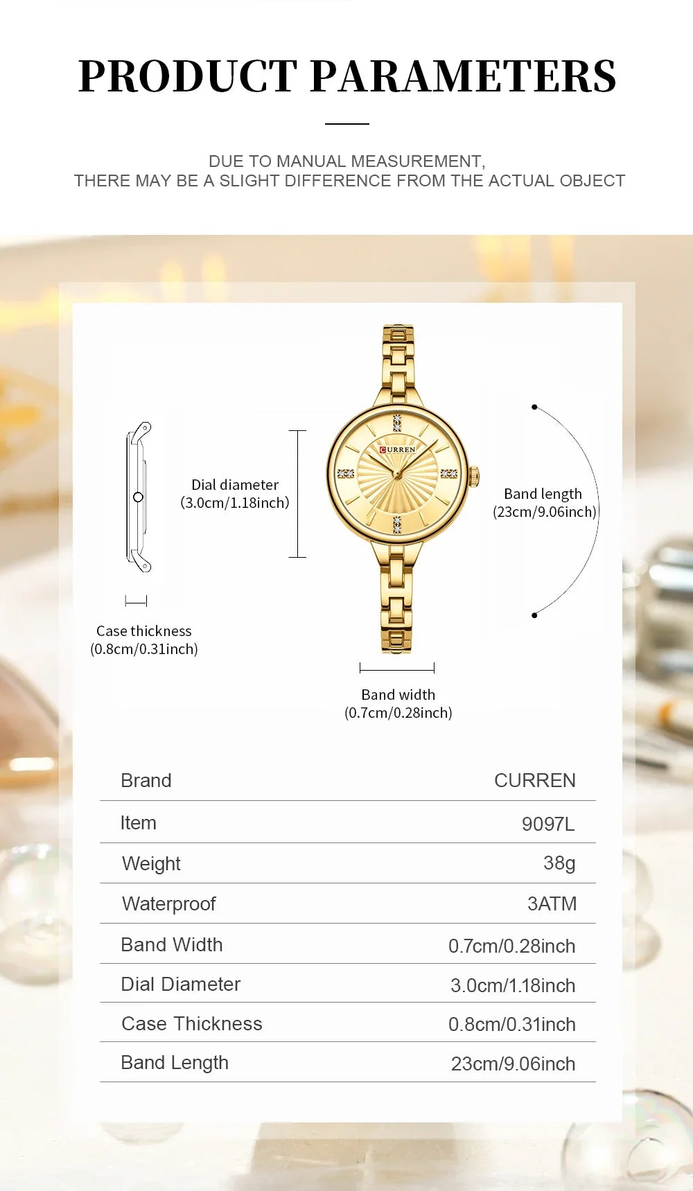 Montre pour femme de la marque CURREN, mouvement à quartz précis, avec bracelet magnétique réglable. Design élégant et sportif, idéale pour un usage quotidien ou pour compléter vos tenues habillées.