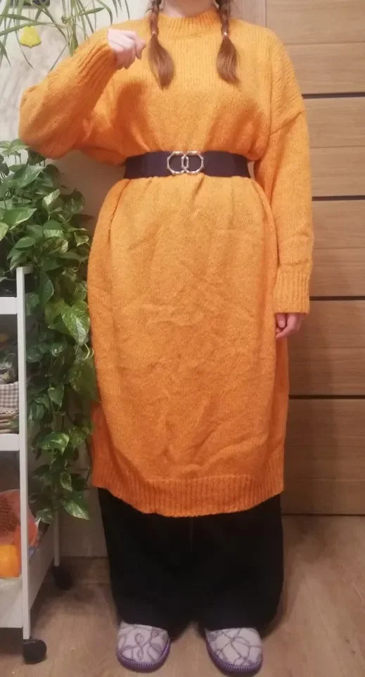 Robe Pull Longue Femme – Tricot Épais Vintage Oversize Chaud pour Automne & Hiver | F-laglam