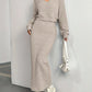Ensemble Femme 2 Pièces – Robe Pull Loose & Hoodie Tricoté Manches Longues, Style Casual Commuting Automne Hiver 2024 | F-laglam.