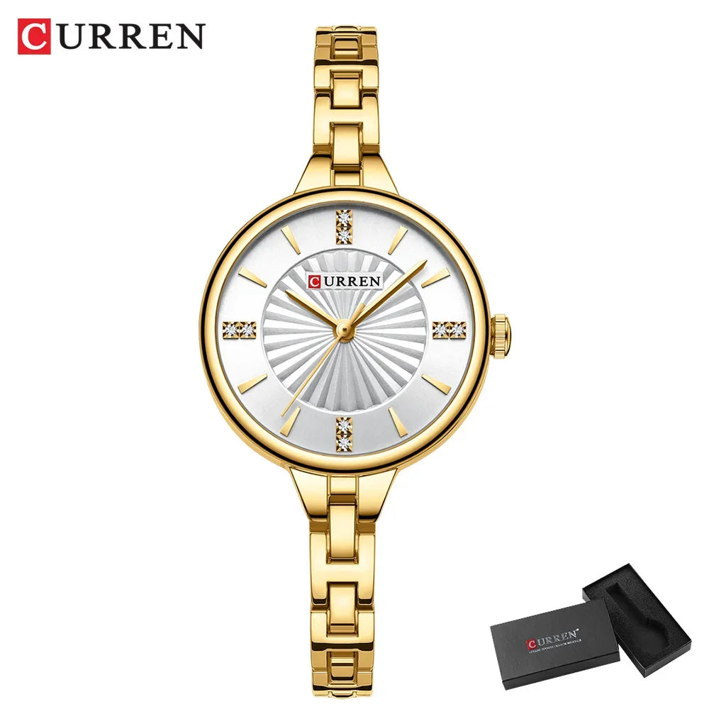 Montre pour femme de la marque CURREN, mouvement à quartz précis, avec bracelet magnétique réglable. Design élégant et sportif, idéale pour un usage quotidien ou pour compléter vos tenues habillées.