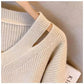 Pull Femme Loose Col V – Tricot Doux Uni Style Basique Automne.