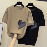 Pull Femme Cachemire Manches Courtes – Style Coréen Loose O-Neck Printemps Été | F-laglam.