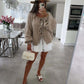 Cardigan Femme Élégant – Tricot Uni avec Lacet, Col Rond, Style Simple Chic |.