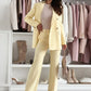 Tailleur Femme 2 Pièces Jaune Citron – Blazer Élégant Manches Longues & Pantalon Droit Taille Haute Printemps 2025 | F-laglam.