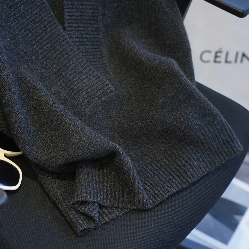 Gilet Pull Femme Sans Manches – Tricot Col V Uni Décontracté Automne Hiver.