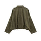 Veste Femme Suédine Synthétique PB&ZA 2025 – Coupe Ample Vert Olive